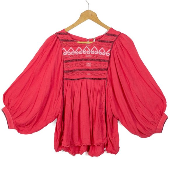 Free People Cyprus Avenue Embroidered Boho Blouse - Picture 4 of 12